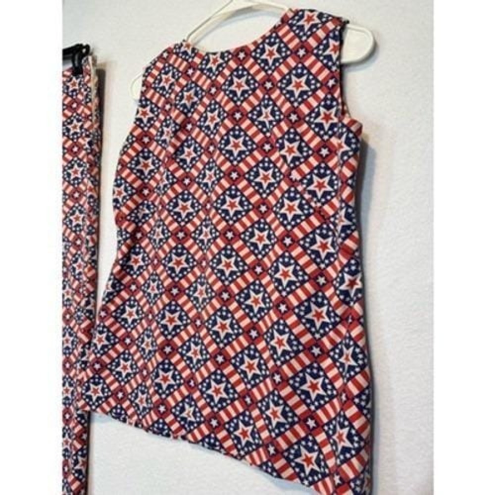 Vtg Handmade Women's 2 Pc Outfit USA Patriotic American Flag Small - Picture 5 of 16